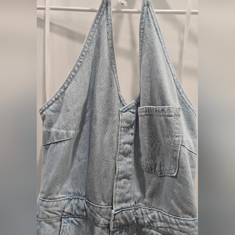 Denim Halter Maxi Dress - Picture 2 of 12